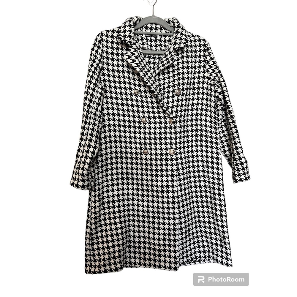 Shein Houndstooth coat‎ size M